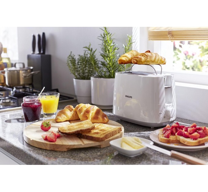 Тостер Philips Daily Collection 830Вт, пластик, білий