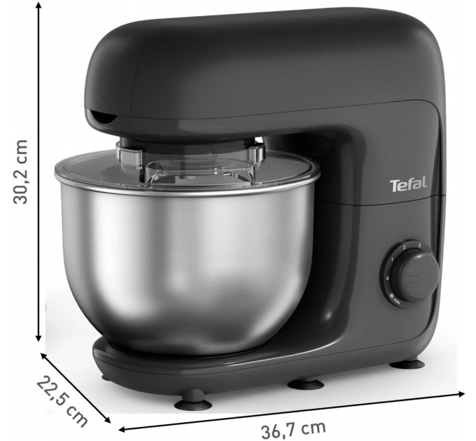 Кухонна машина Tefal Bake Essential 800Вт, чаша-метал, корпус-метал/пластик, насадок-4, чорний