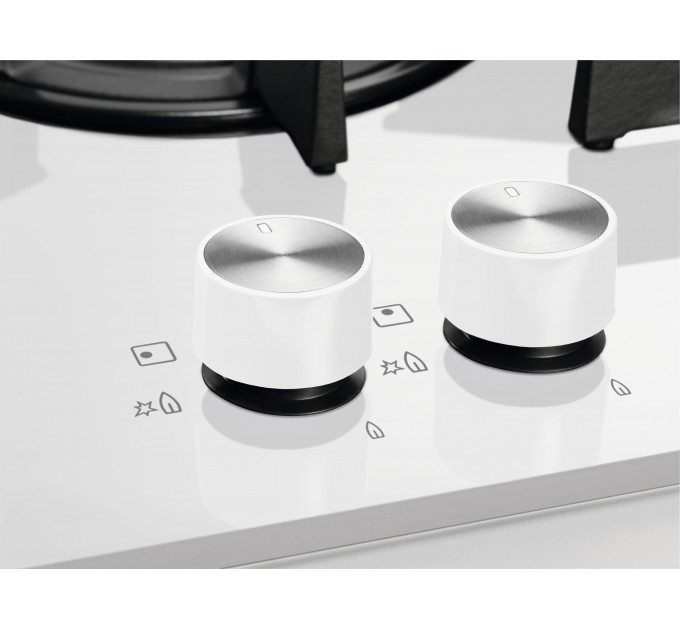 Варочная поверхность Electrolux газ на стекле, 60см, чугун, белый