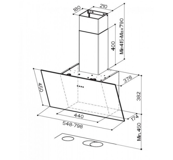 Вытяжка Faber наклонная, 80см, 1169м.куб/ч, Tweet Ev8 Led Wh A80, белый
