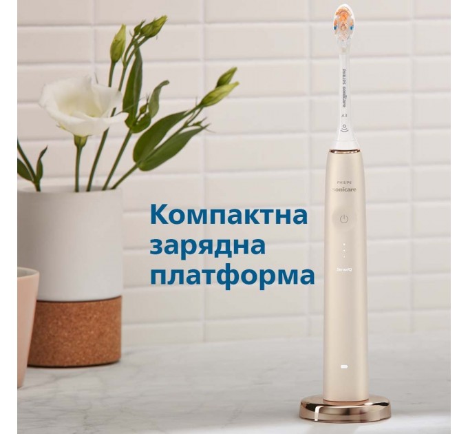 Щітка зубна електр. Philips, Sonicare DiamondClean Prestige 9900, 62т. колив/хв, насадок-1, SenseIQ, зарядний чохол, бежевий