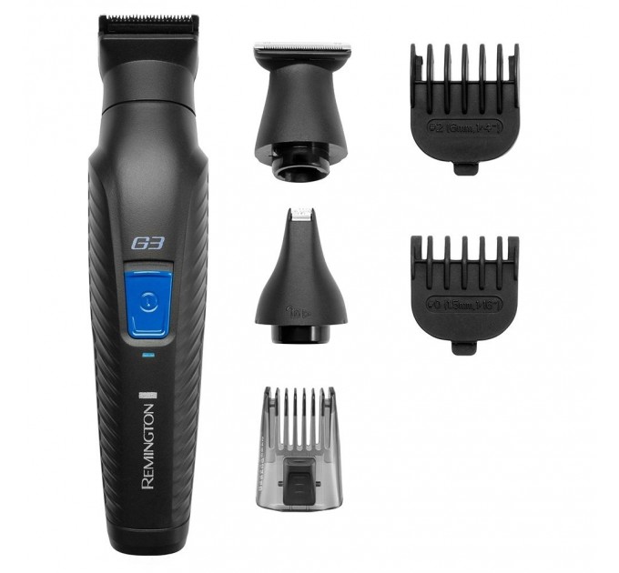 Набір для стрижки Remington G3 Graphite series, для бороди, вусів, голови і носа, акум., роторний мотор, насадок-6, сталь, чорний