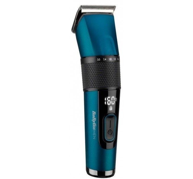 Машинка для стрижки Babyliss, сеть+акум., вибрационный мотор, насадок-8, кейс, титан.напыл., синий