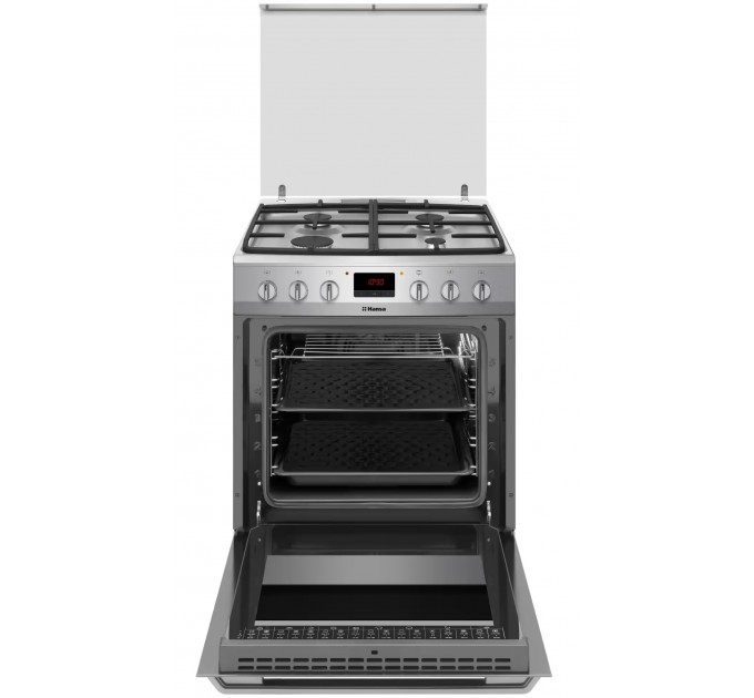 Плита Hansa комбінована, 65л, 60x60см, дисплей, конвекція, чавун, нерж