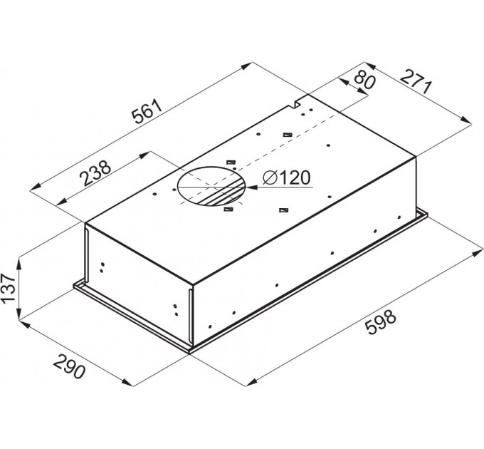 Витяжка Hansa вбудована, 60см, 182м.куб/год., чорний