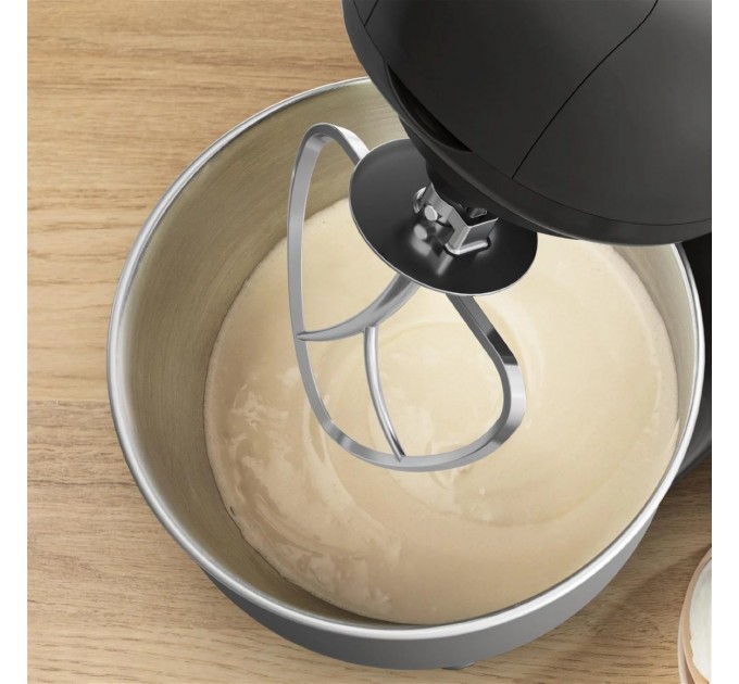 Кухонна машина Tefal Bake Essential 800Вт, чаша-метал, корпус-метал/пластик, насадок-4, чорний