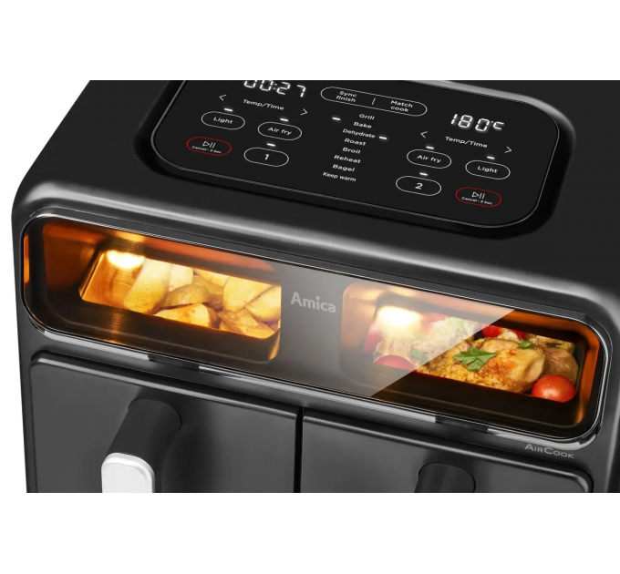 Мультипечь Amica 2400Вт, чаша - 2*4.0л, сенсорное управл., 8 авто. программ, пластик, черный
