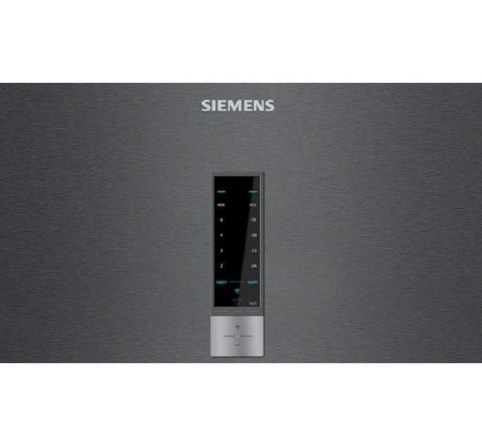 Холодильник Siemens з нижн. мороз., 203x70x67, xолод.відд.-330л, мороз.відд.-105л, 2дв., А++, NF, дисплей, графіт