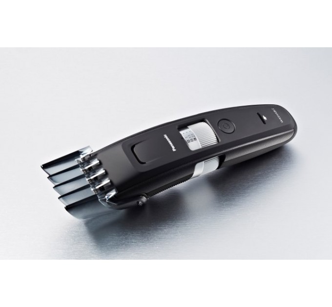 Триммер Panasonic для бороды и усов, сеть+акум., насадок-4, сталь, черный