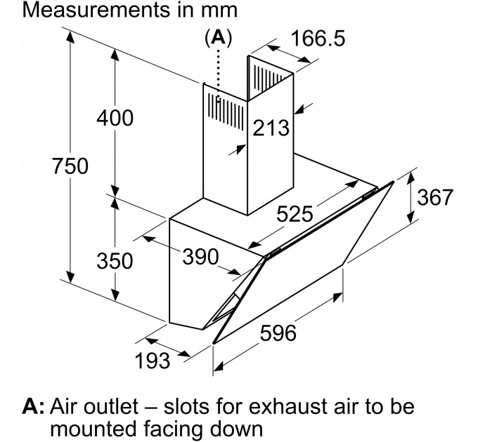 Вытяжка Siemens наклонная, 60см, 700 м.куб/ч, черный