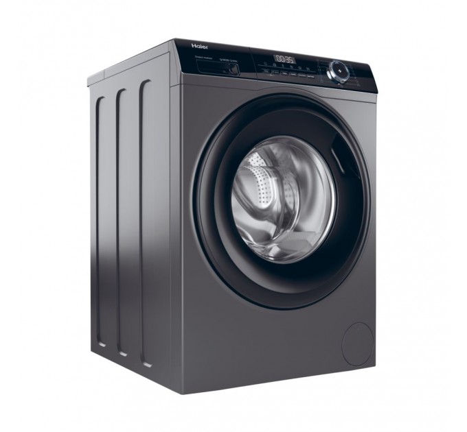Стиральная машина Haier фронтальная, 9кг, 1400, A+++, 60см, дисплей, пар, инвертор, люк черный, прямой привод, серебристый