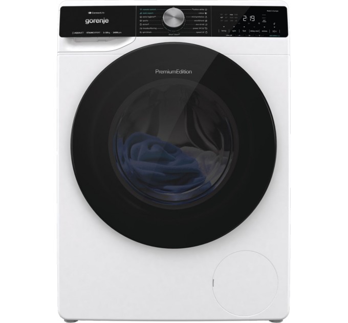 Стиральная машина Gorenje фронтальная, 10кг, 1400, A+++, 60см, дисплей, инвертор, пар, Wi-Fi, подсветка барабана, белый