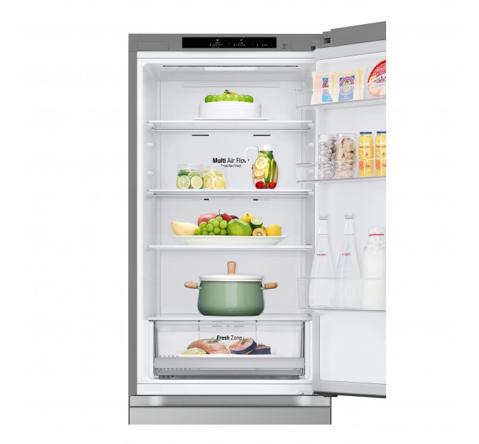 Холодильник LG с нижн. мороз., 186x60х68, холод.отд.-234л, мороз.отд.-107л, 2дв., А++, NF, инв., диспл внутр., зона св-ти, серебристый