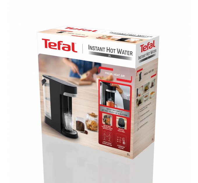 Електрочайник-диспенсер Tefal Instant Hot Water 2л, 5 темп.реж, миттєве нагрівання, сенc. управління, чорний