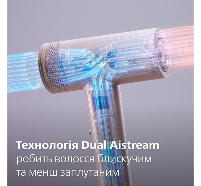 Фен Philips 8000 Series, 1400Вт, 3 режими, іонізація, хол. обдув, турборежим, рожевий