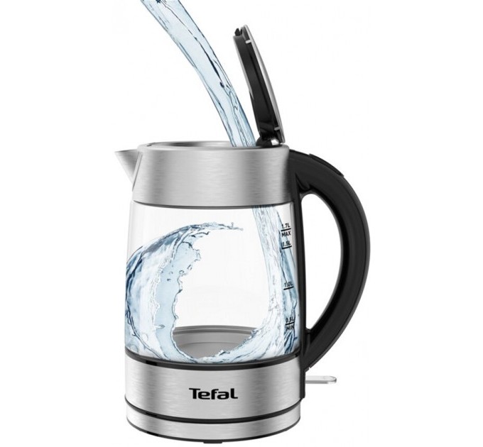 Електрочайник Tefal Glass Kettle 1.7л, скло, з підсвіткою, сріблясто-чорний