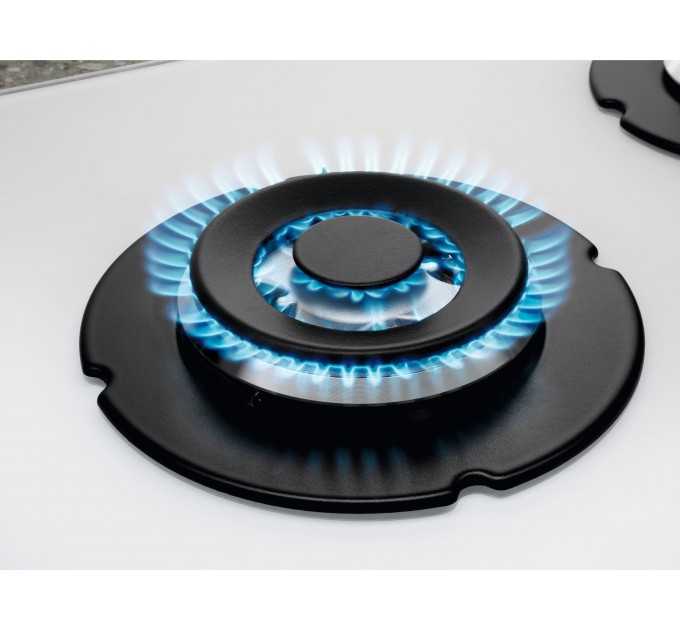 Варочная поверхность Electrolux газ на стекле, 60см, чугун, белый