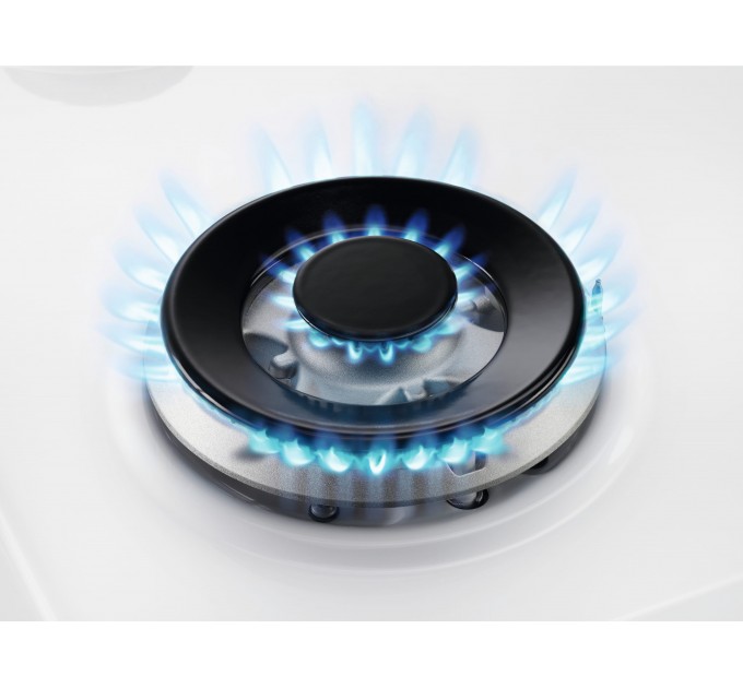 Варочная поверхность Electrolux газ на стекле, 60см, чугун, белый