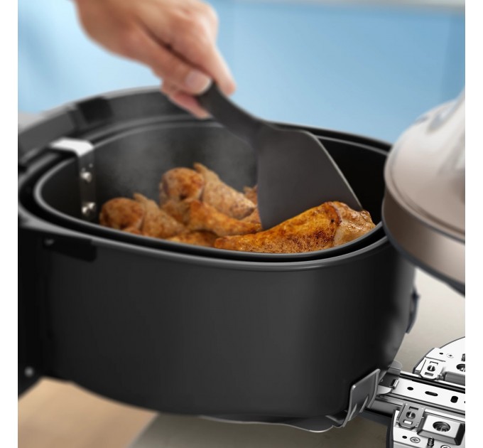 Мультипечь Philips Series 5000 OVI SteamFry 2000Вт, чаша-7.2л, сенсорное управл., 12 авто. программ, аксесуари, пластик, чорний