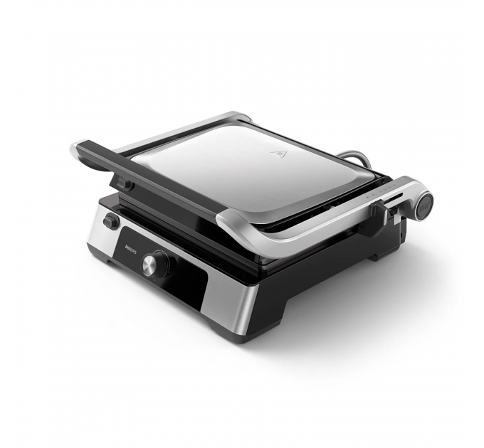 Гриль Philips прижимний Series 5000, 2200Вт, з`ємні пластини, розкриття на 180°, метал