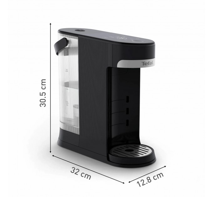 Електрочайник-диспенсер Tefal Instant Hot Water 2л, 5 темп.реж, миттєве нагрівання, сенc. управління, чорний