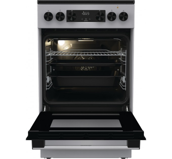 Плита Gorenje электрическая стеклокерамическая, 70л, 50x60см, дисплей, программатор, серый