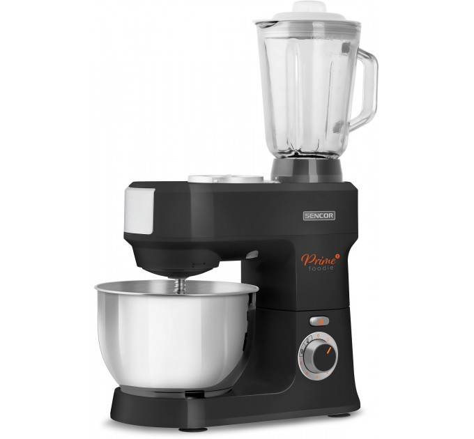 Кухонная машина Sencor 1000Вт, чаша-металл, корпус-пластик, насадок-15, черный