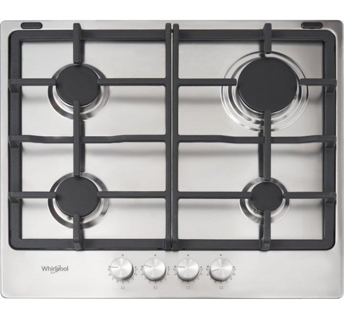 Варильна поверхня Whirlpool газова, 60см, чавун, турбо-конфорка, нерж