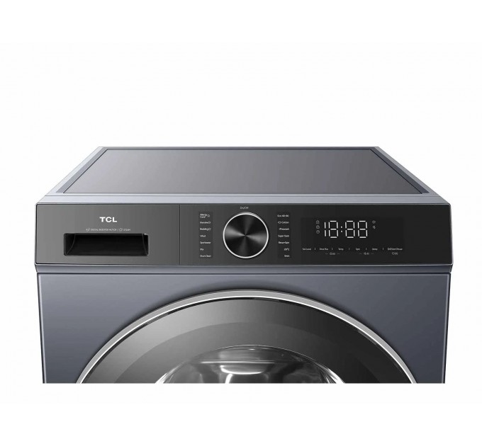 Стиральная машина TCL фронтальная, 9кг, 1400, A+++, 57см, дисплей, пар, инвертор, серый