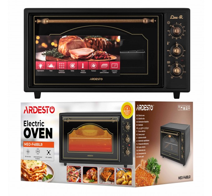 Піч електрична ARDESTO Line-R, 48л, 1600Вт, механіч., конвенція, чорний