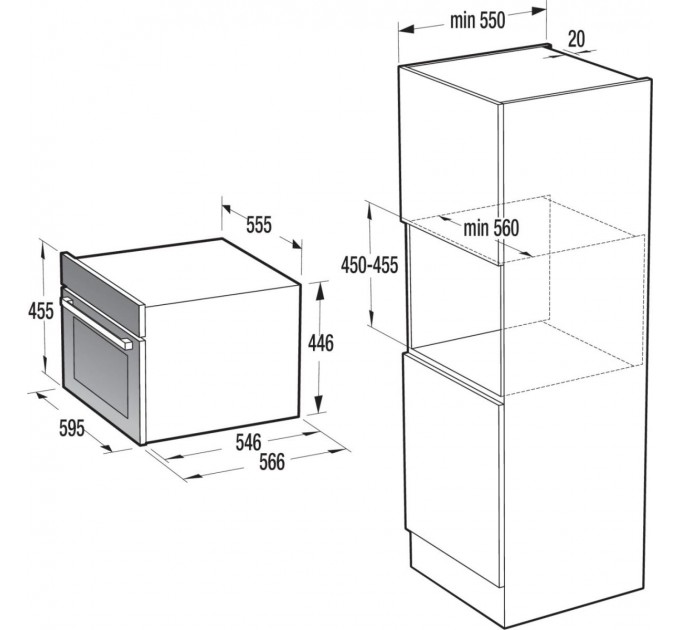Духова шафа Gorenje електрична компактна, 50л, A+, дисплей, Wi-Fi, ф-ція мікрохвиль, чорний