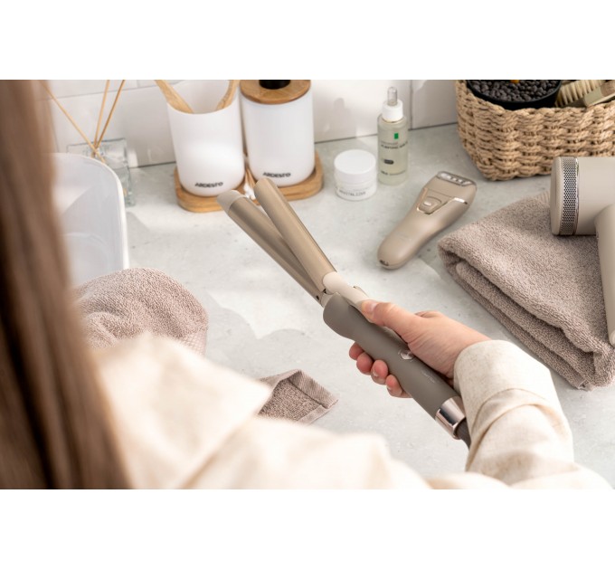 Плойка ARDESTO Pearl Cream HC-Y700PER , 48Вт, >200С, дисплей, керамика, бежевый