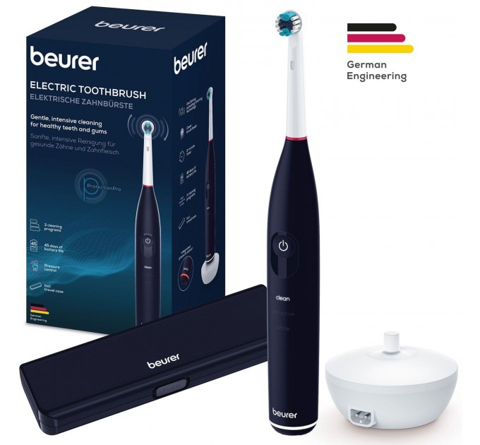 Щітка зубна електр. Beurer, насадок-1, 3 програми чистки, футляр, чорний
