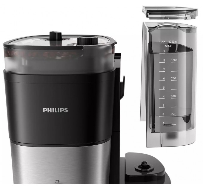 Кофеварка Philips капельная All-in-1 Brew 1.25л, зерно + молотый, дисплей, подогрев кофейника, кофемолка, черный