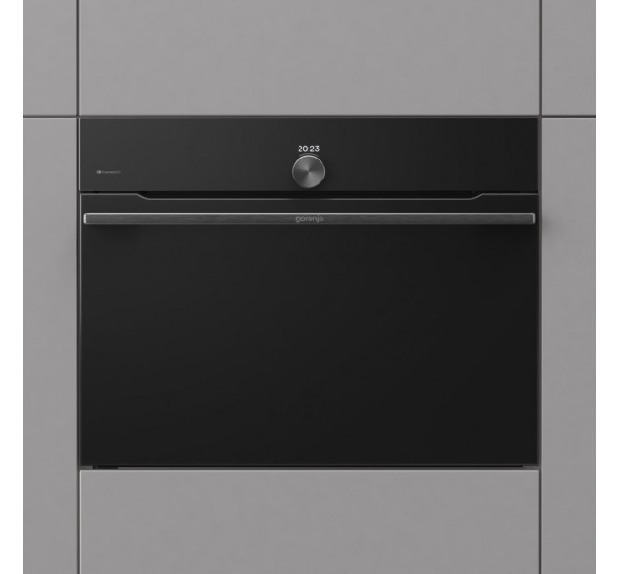 Духова шафа Gorenje електрична компактна, 50л, A+, дисплей, Wi-Fi, ф-ція мікрохвиль, чорний