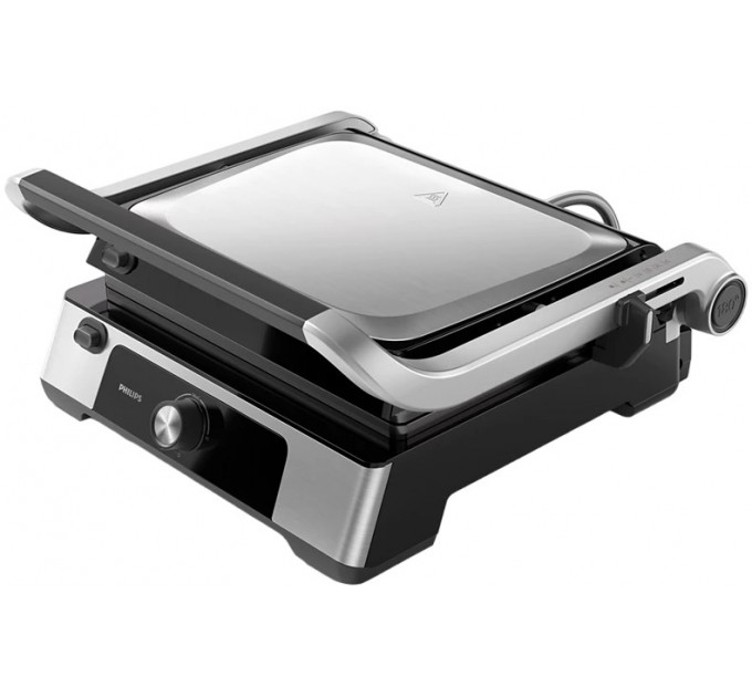 Гриль Philips прижимний Series 5000, 2200Вт, з`ємні пластини, розкриття на 180°, метал