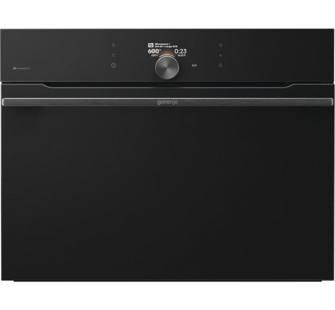 Духова шафа Gorenje електрична компактна, 50л, A+, дисплей, Wi-Fi, ф-ція мікрохвиль, чорний