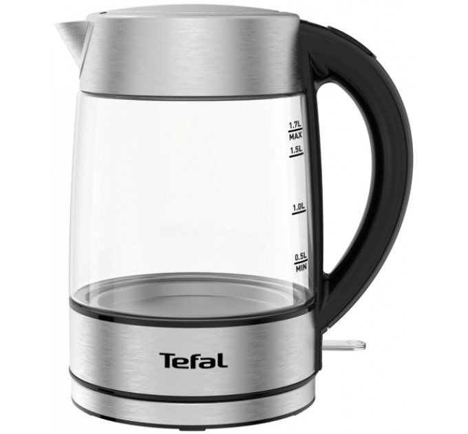 Електрочайник Tefal Glass Kettle 1.7л, скло, з підсвіткою, сріблясто-чорний