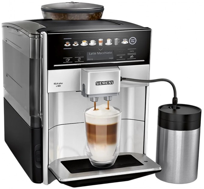 Кавомашина Siemens 1.7л, зерно + мелена, автомат.капучинатор, LED - дисплей, авторецептів - 8, чорно - срібний
