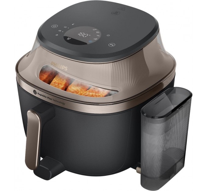 Мультипечь Philips Series 5000 OVI SteamFry 2000Вт, чаша-7.2л, сенсорное управл., 12 авто. программ, аксесуари, пластик, чорний