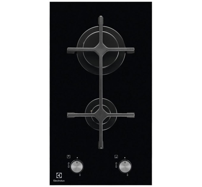 Варильна поверхня Electrolux газова на склі, 30см, чавун, Доміно, чорний