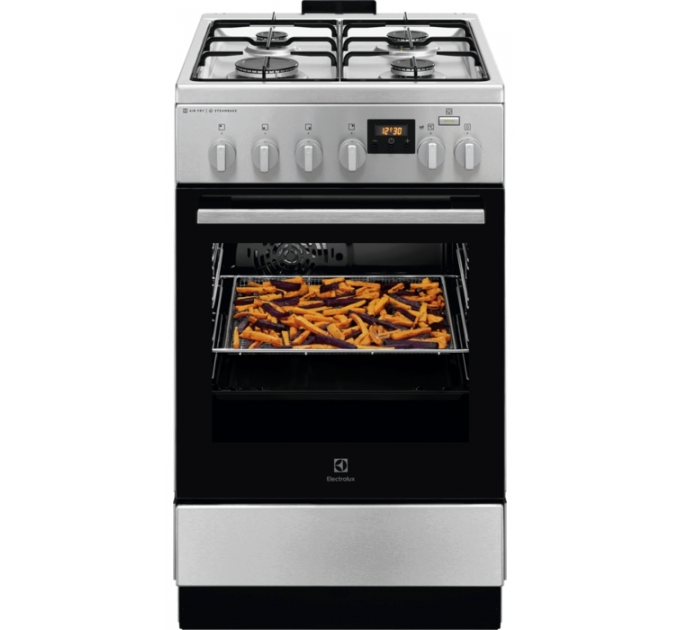 Плита Electrolux комбинированная, 58л, 50x60см, дисплей, конвекция, чугун, пар, нерж