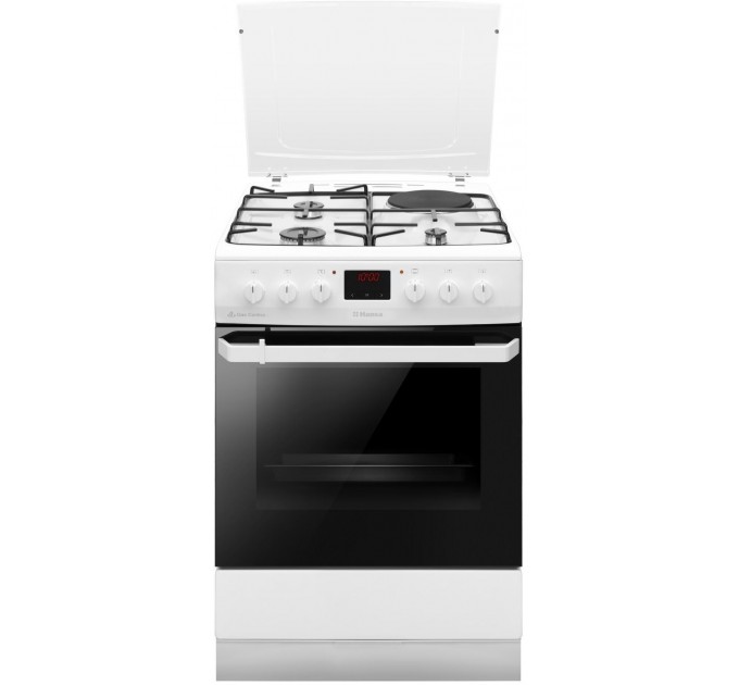 Плита Hansa з комбі. вар. поверхнею, 60х60см, 62л, емаль, газ контр., дисплей, білий