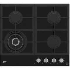 Варочная поверхность Beko газ на стекле, 60см, чугун, черный