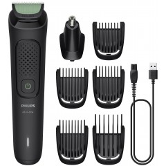 Триммер універсальний Philips All-in-One Trimmer 3000 Series для лица, головы, носа, акум., насадок-7, сталь, черный