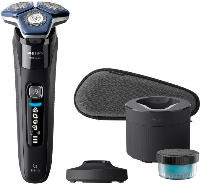 Бритва електр. Philips Series 7000 SkinIQ роторная, бритв.головок-4, Li-Ion, сух.+влажн., индикат. заряда, триммер, чехол, черный