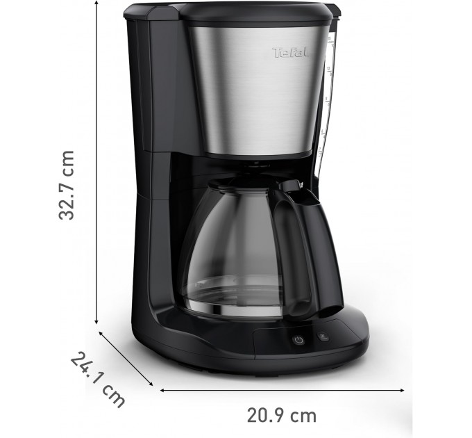 Кофеварка Tefal капельная Subito 1.25л, молотый, черно-серебристый