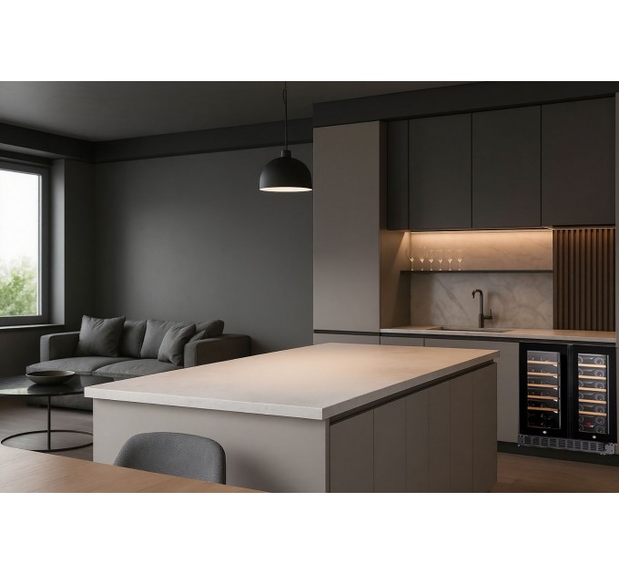 Холодильник Philco для вина, 87x60x57, холод.відд.-116л, зон - 2, бут-40, диспл, підсвітка, чорний