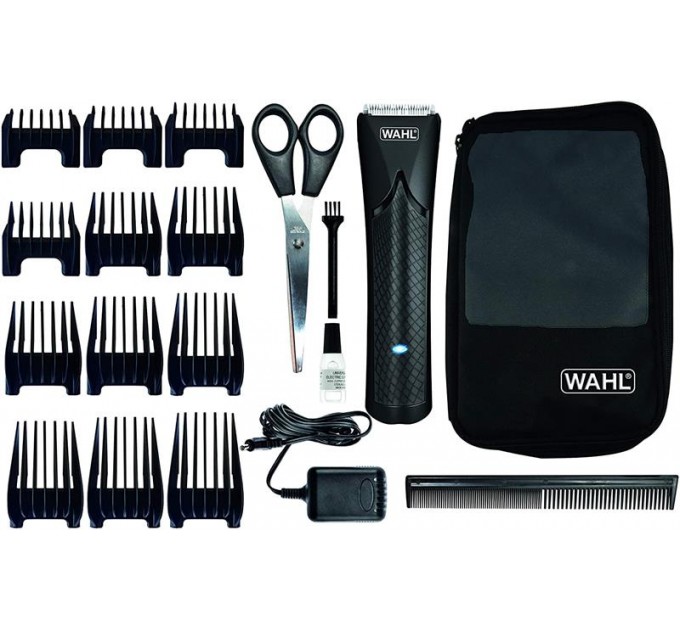 Машинка для стрижки WAHL Li EU black, акум., роторный мотор, насадок-12, кейс,ножницы, расческа в компл., сталь, черный