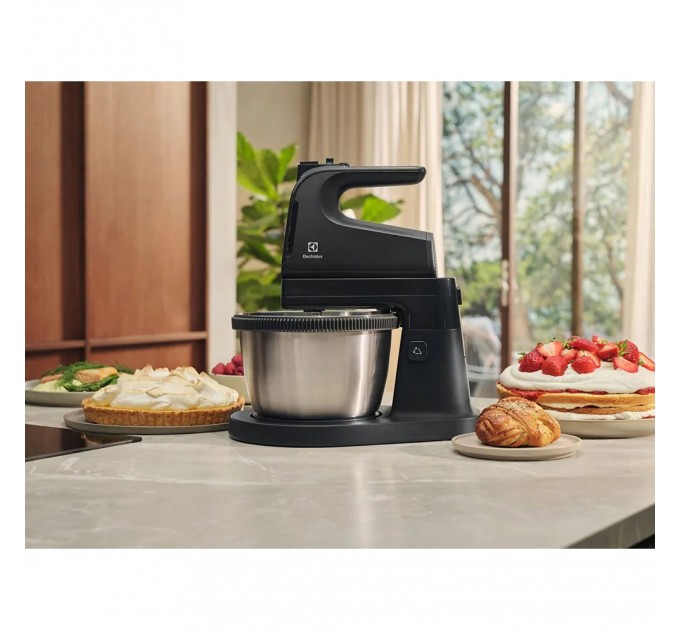 Миксер Electrolux стационарный 450Вт, насадки-4, чаша-металл, 3.5л, серый темный